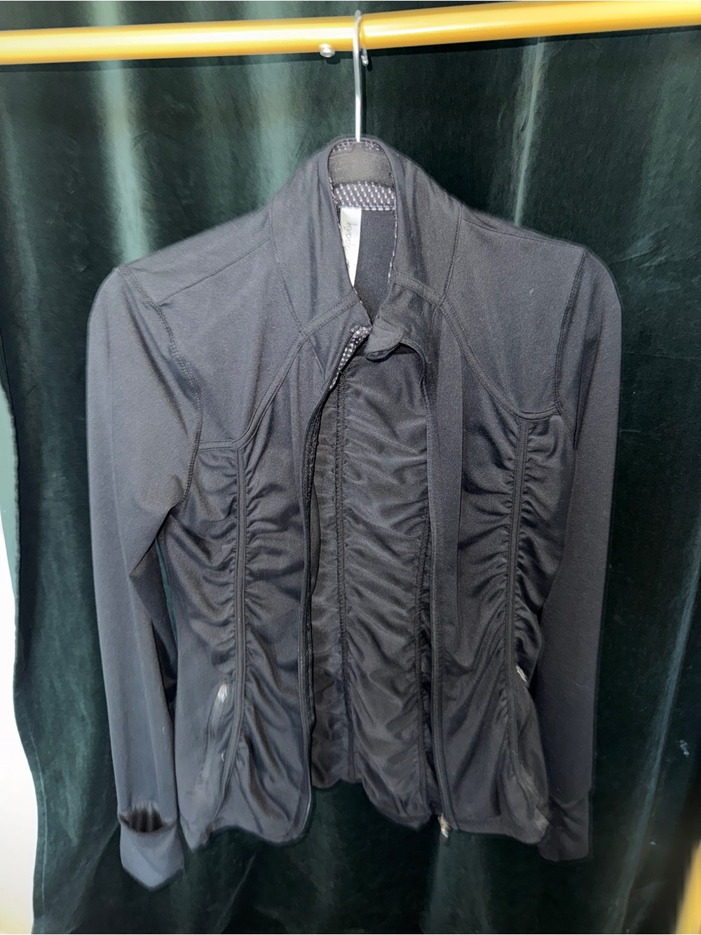 Kyodan Black Ruched Zip Front Utility Jacket